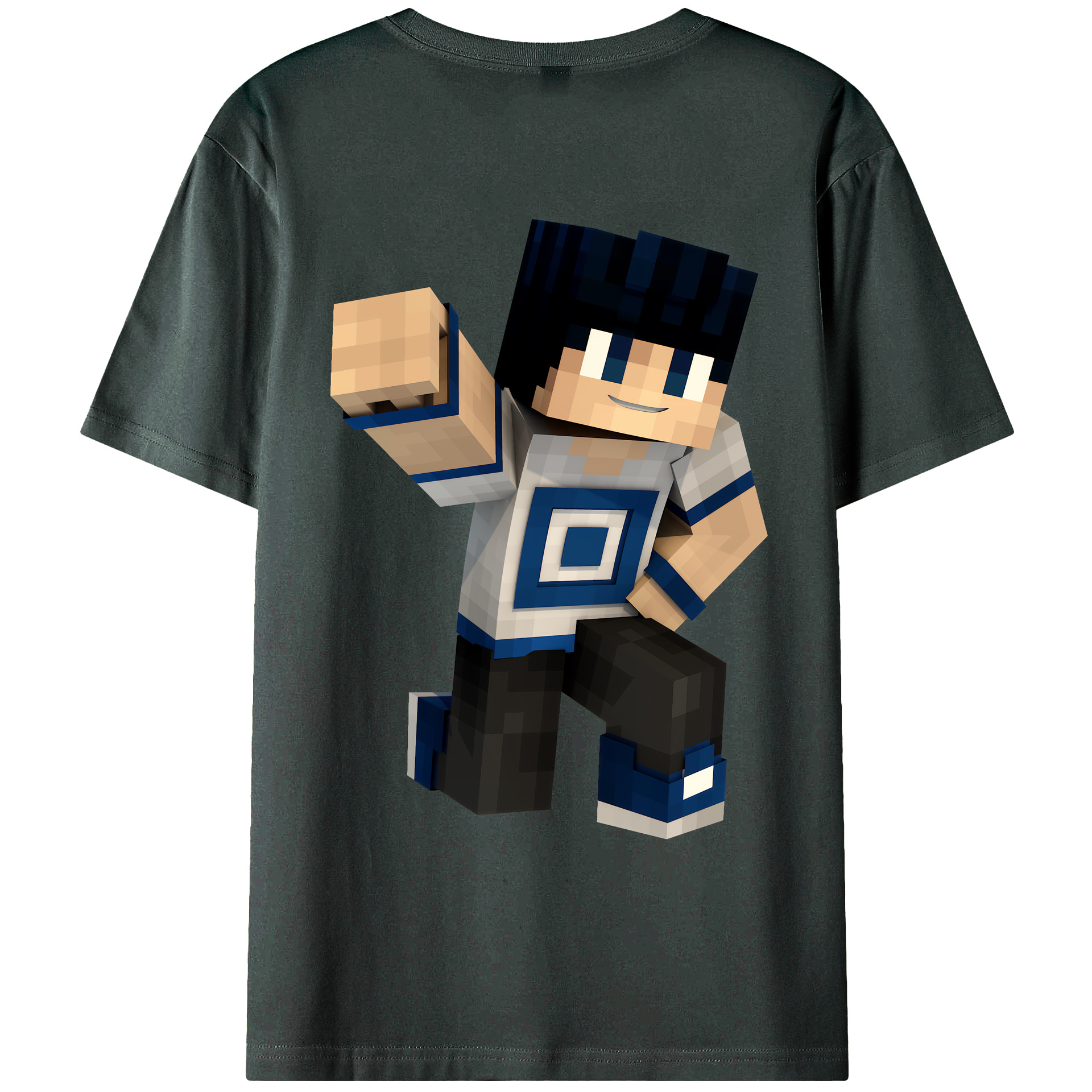 （画像用） マインクラフト ブロックの世界 Minecraft MC Block world 綿100％ メンズ半袖Tシャツ（バックプリント） 通気性